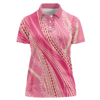 Polynesian Puakeniken Pikake Twisted Lei Women Polo Shirt Rose Pink LT7 Female Rose Pink - Polynesian Pride