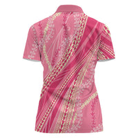 Polynesian Puakeniken Pikake Twisted Lei Women Polo Shirt Rose Pink LT7 - Polynesian Pride