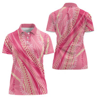 Polynesian Puakeniken Pikake Twisted Lei Women Polo Shirt Rose Pink LT7 - Polynesian Pride