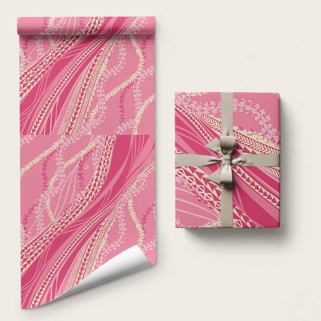 Polynesian Puakeniken Pikake Twisted Lei Wrapping Paper Rose Pink LT7 58" × 23" Rose Pink - Polynesian Pride