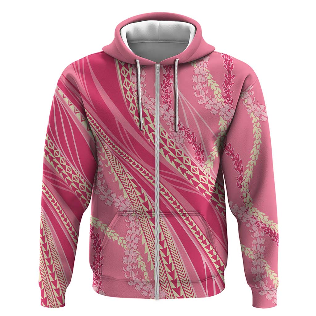 Polynesian Puakeniken Pikake Twisted Lei Zip Hoodie Rose Pink LT7 Zip Hoodie Rose Pink - Polynesian Pride