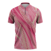 Polynesian Puakeniken Pikake Twisted Lei Zipper Polo Shirt Rose Pink LT7 Rose Pink - Polynesian Pride