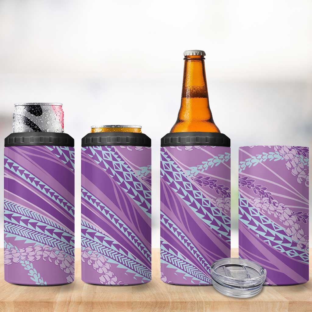 Polynesian Puakeniken Pikake Twisted Lei 4 in 1 Can Cooler Tumbler Amethys LT7 - Polynesian Pride