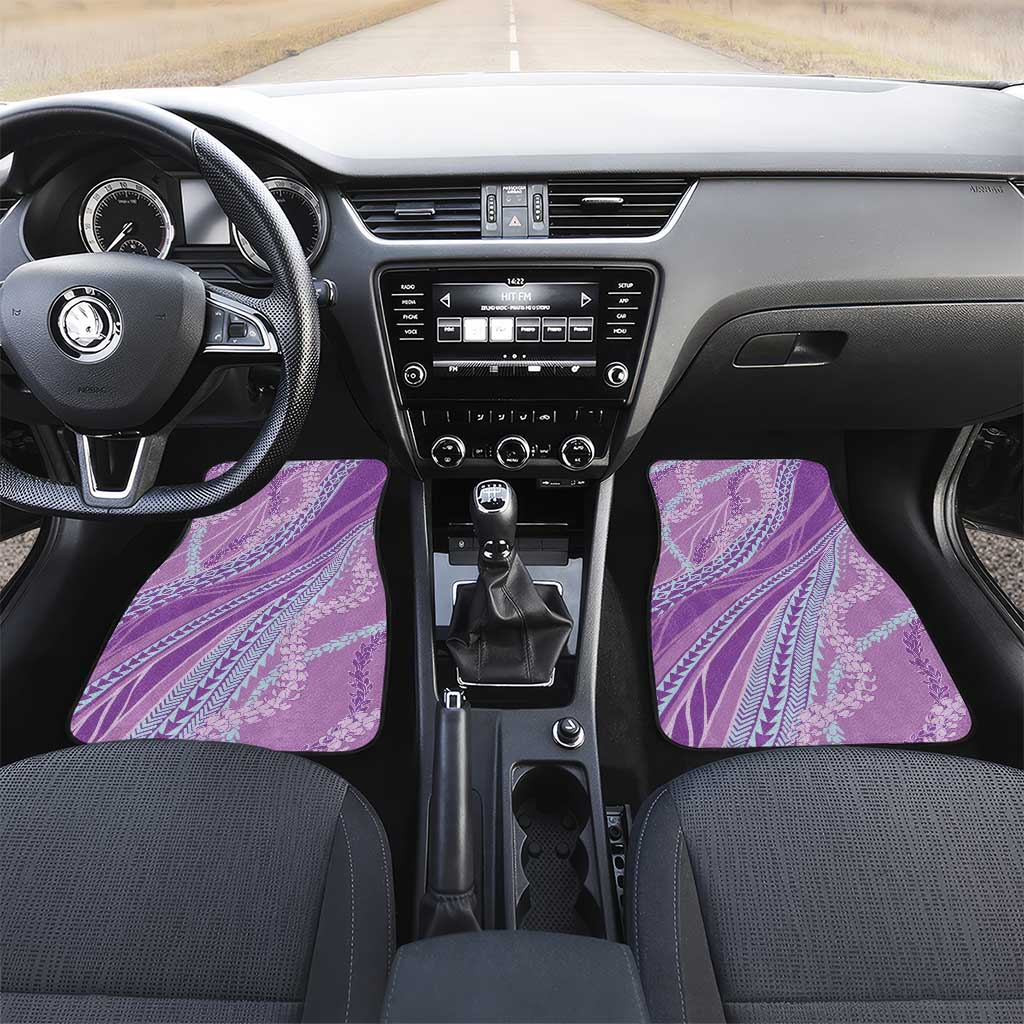 Polynesian Puakeniken Pikake Twisted Lei Car Mats Amethys LT7 Set 2pcs - Front Amethys - Polynesian Pride