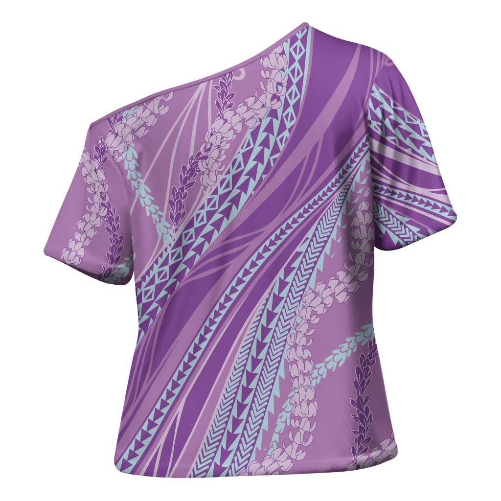 Polynesian Puakeniken Pikake Twisted Lei Cross Shoulder Shirt Amethys LT7 - Polynesian Pride