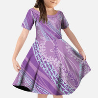 Polynesian Puakeniken Pikake Twisted Lei Family Matching Long Sleeve Bodycon Dress and Hawaiian Shirt Amethys - Polynesian Pride