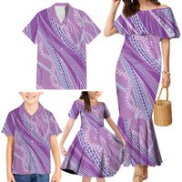 Polynesian Puakeniken Pikake Twisted Lei Family Matching Mermaid Dress and Hawaiian Shirt Amethys - Polynesian Pride