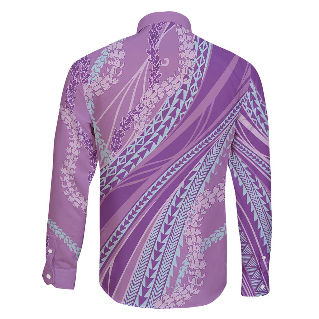 Polynesian Puakeniken Pikake Twisted Lei Family Matching Off Shoulder Maxi Dress and Hawaiian Shirt Amethys - Polynesian Pride