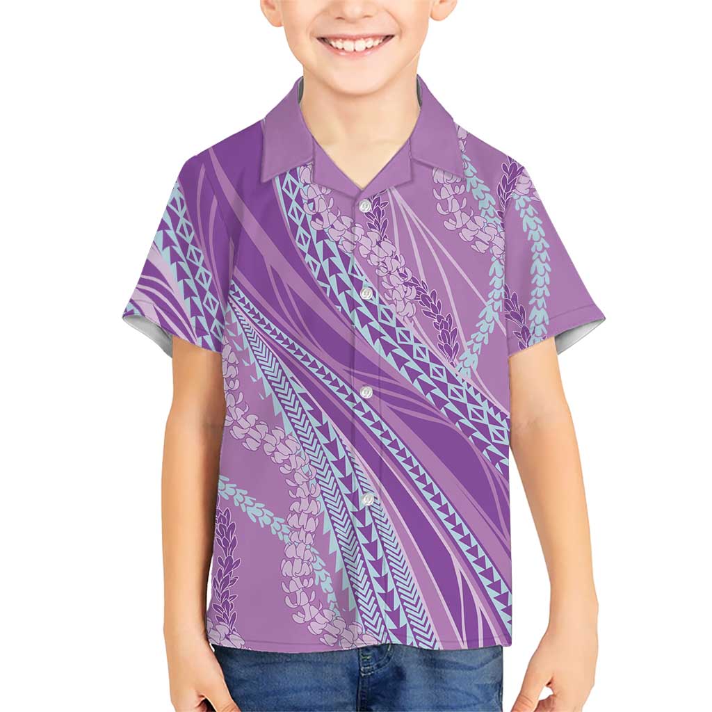 Polynesian Puakeniken Pikake Twisted Lei Kid Hawaiian Shirt Amethys LT7 Kid Amethys - Polynesian Pride