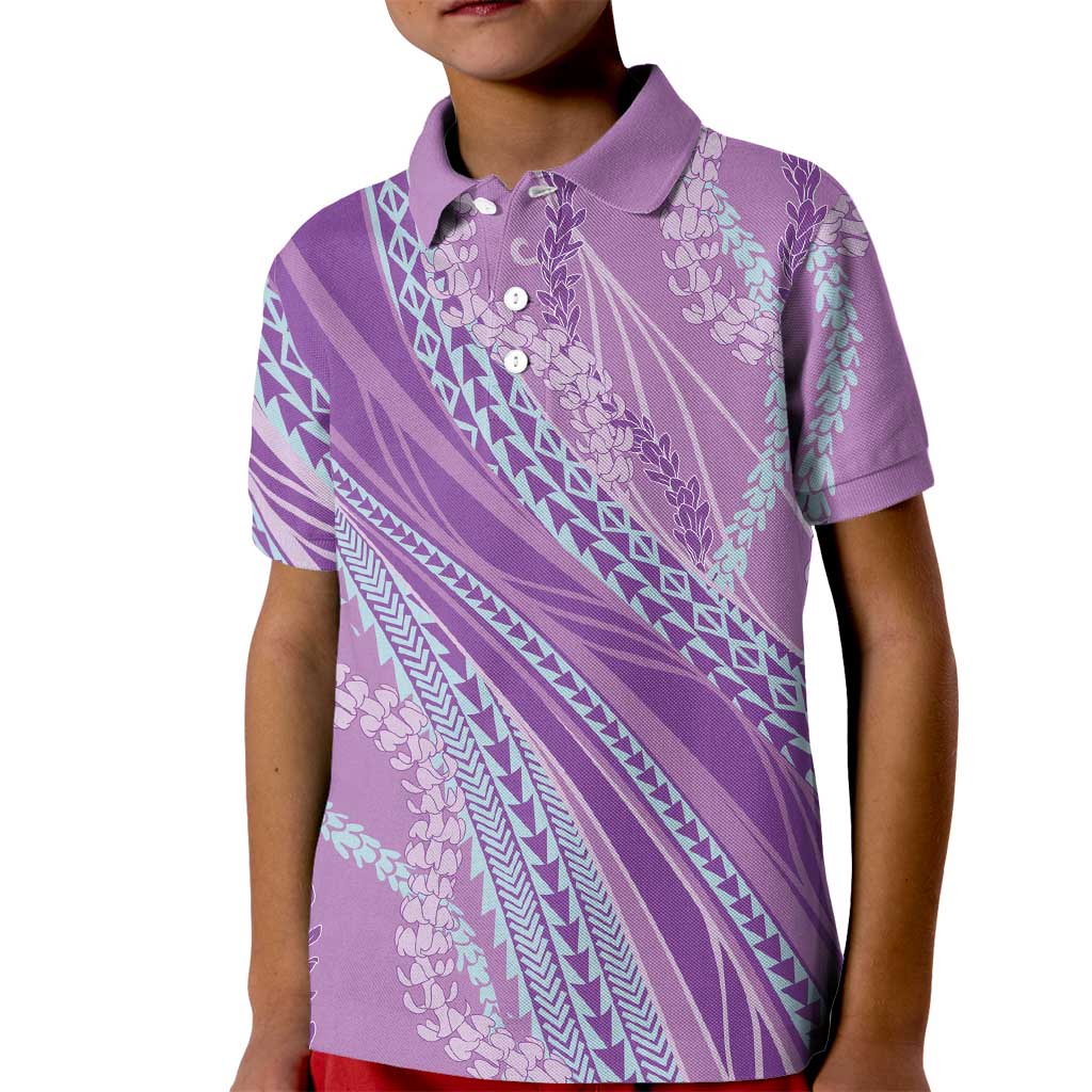 Polynesian Puakeniken Pikake Twisted Lei Kid Polo Shirt Amethys LT7 Kid Amethys - Polynesian Pride