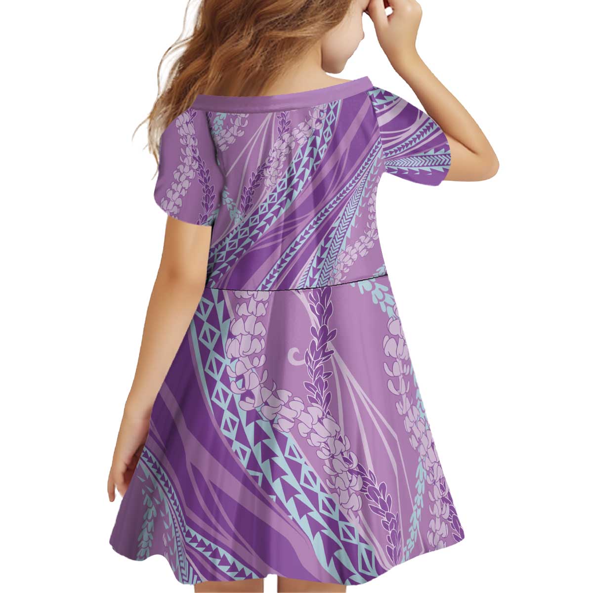 Polynesian Puakeniken Pikake Twisted Lei Kid Short Sleeve Dress Amethys LT7 - Polynesian Pride