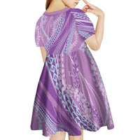 Polynesian Puakeniken Pikake Twisted Lei Kid Short Sleeve Dress Amethys LT7 - Polynesian Pride