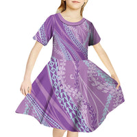 Polynesian Puakeniken Pikake Twisted Lei Kid Short Sleeve Dress Amethys LT7 - Polynesian Pride