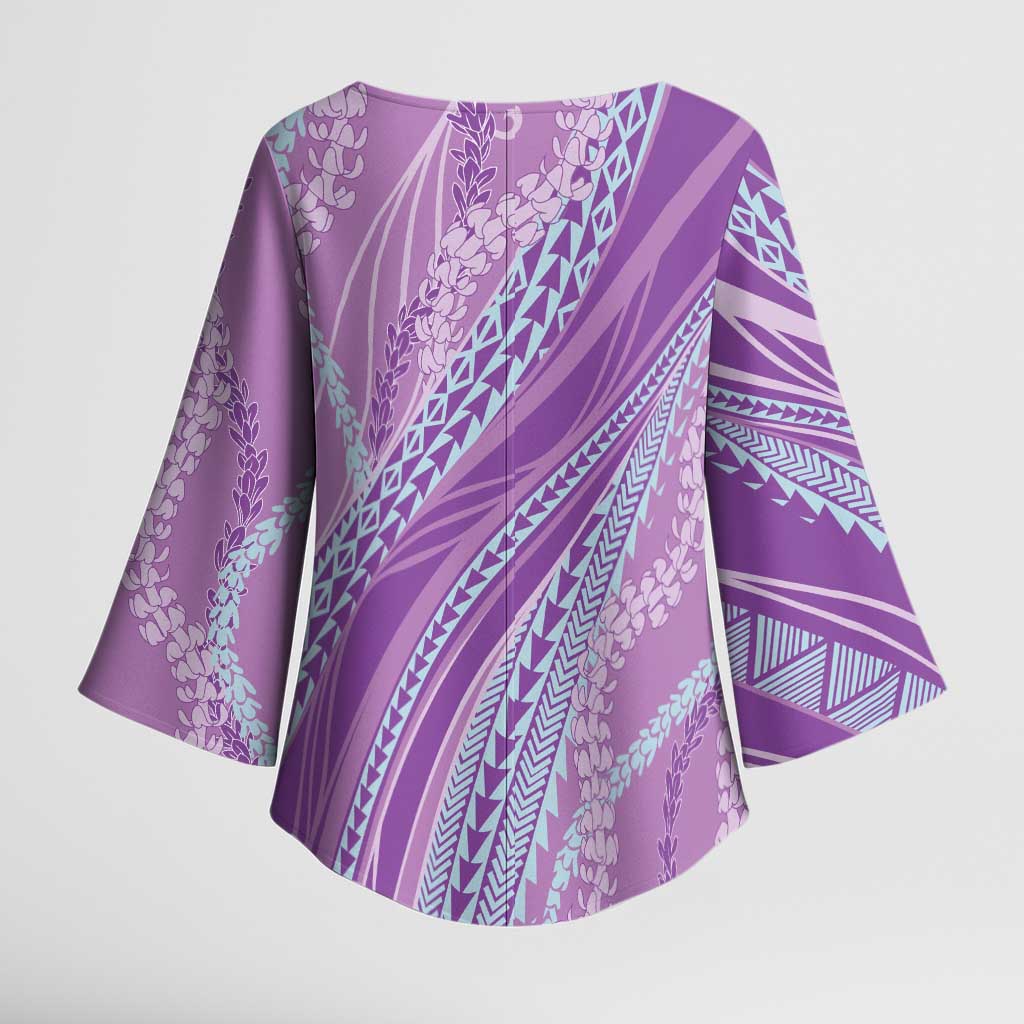 Polynesian Puakeniken Pikake Twisted Lei Kimono Sleeve Blouse Amethys LT7 - Polynesian Pride
