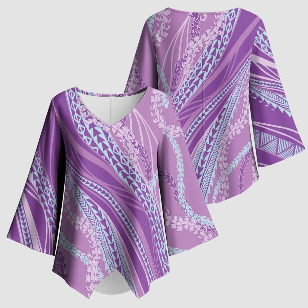 Polynesian Puakeniken Pikake Twisted Lei Kimono Sleeve Blouse Amethys LT7 - Polynesian Pride