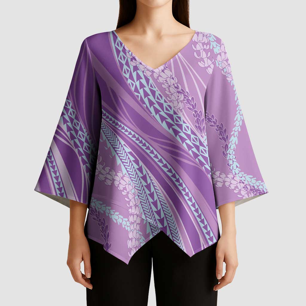 Polynesian Puakeniken Pikake Twisted Lei Kimono Sleeve Blouse Amethys LT7 - Polynesian Pride