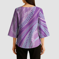 Polynesian Puakeniken Pikake Twisted Lei Kimono Sleeve Blouse Amethys LT7 - Polynesian Pride
