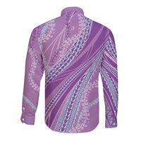 Polynesian Puakeniken Pikake Twisted Lei Long Sleeve Button Shirt Amethys LT7 - Polynesian Pride