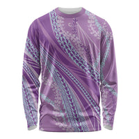 Polynesian Puakeniken Pikake Twisted Lei Long Sleeve Shirt Amethys LT7 Unisex Amethys - Polynesian Pride