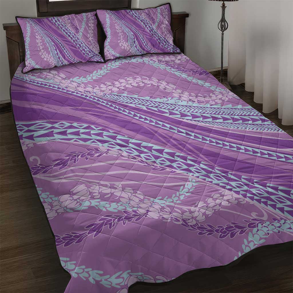 Polynesian Puakeniken Pikake Twisted Lei Quilt Bed Set Amethys - Polynesian Pride