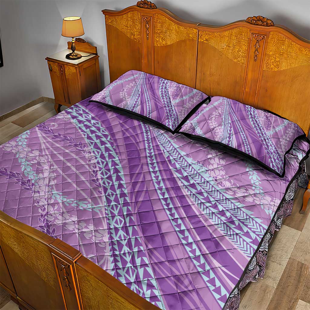 Polynesian Puakeniken Pikake Twisted Lei Quilt Bed Set Amethys - Polynesian Pride