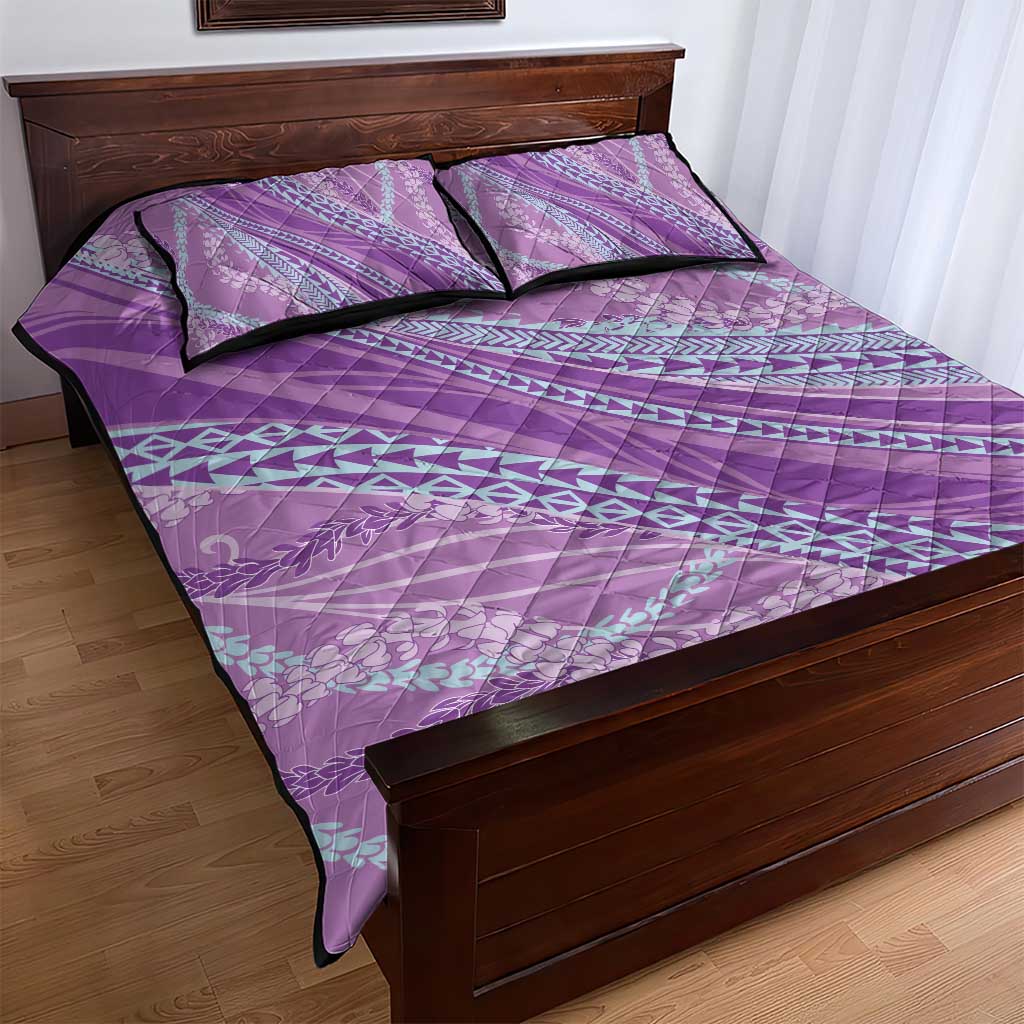 Polynesian Puakeniken Pikake Twisted Lei Quilt Bed Set Amethys - Polynesian Pride