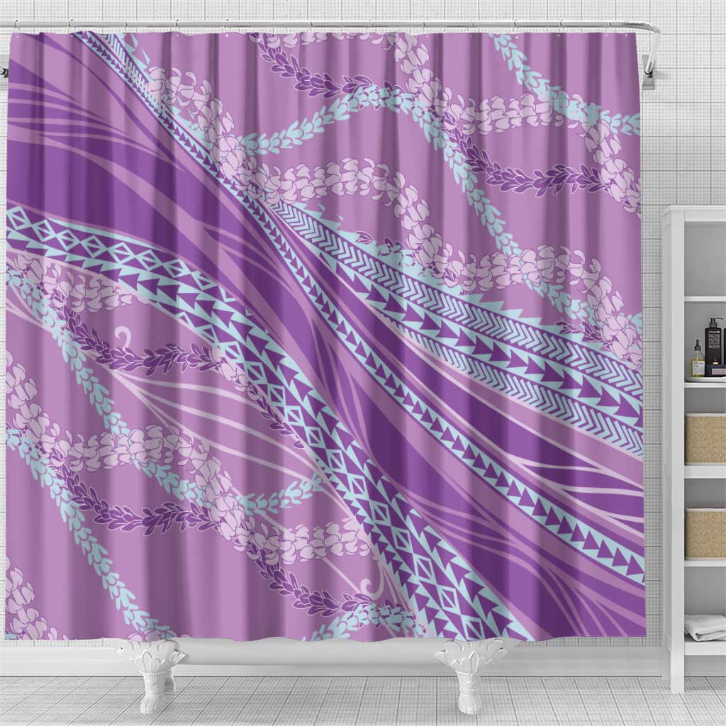 Polynesian Puakeniken Pikake Twisted Lei Shower Curtain Amethys - Polynesian Pride