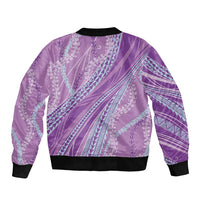 Polynesian Puakeniken Pikake Twisted Lei Sleeve Zip Bomber Jacket Amethys - Polynesian Pride