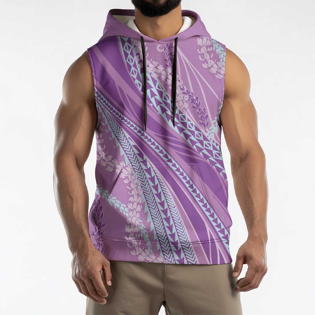 Polynesian Puakeniken Pikake Twisted Lei Sleeveless Hoodie Amethys LT7 - Polynesian Pride