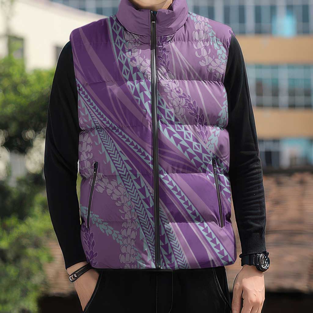 Polynesian Puakeniken Pikake Twisted Lei Sleeveless Puffer Jacket Amethys LT7 - Polynesian Pride