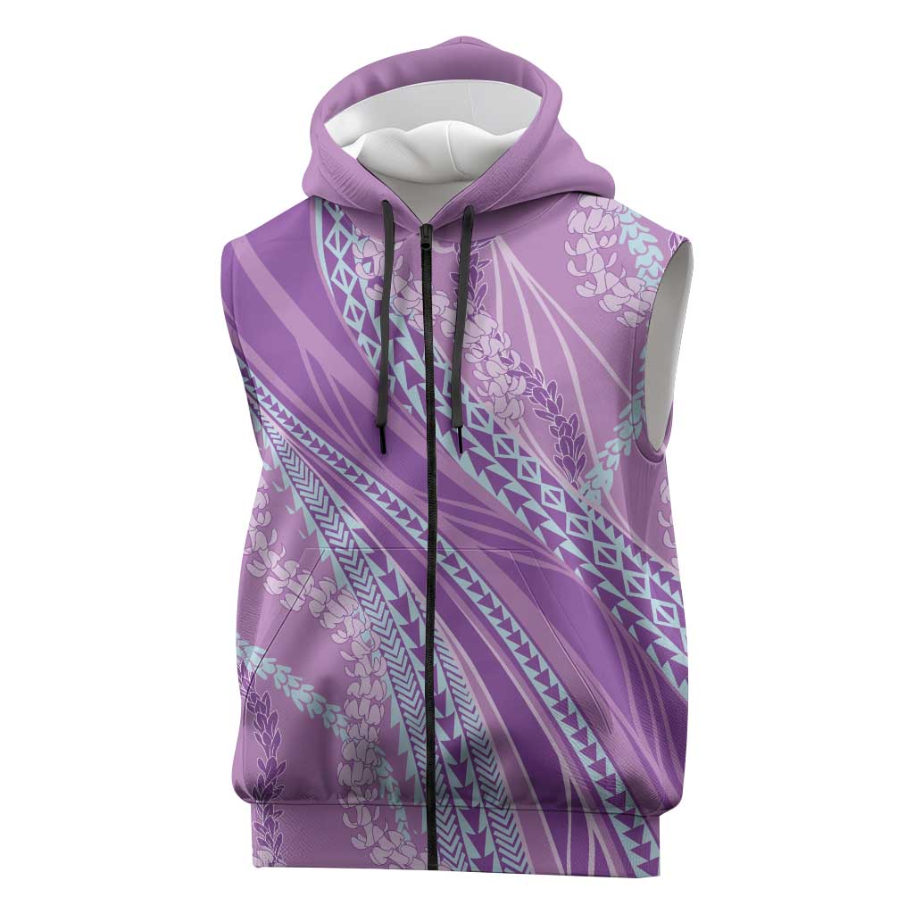 Polynesian Puakeniken Pikake Twisted Lei Sleeveless Zip Hoodie Amethys LT7 Amethys - Polynesian Pride