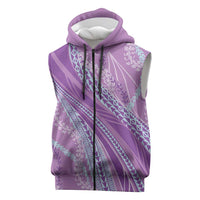 Polynesian Puakeniken Pikake Twisted Lei Sleeveless Zip Hoodie Amethys LT7 Amethys - Polynesian Pride
