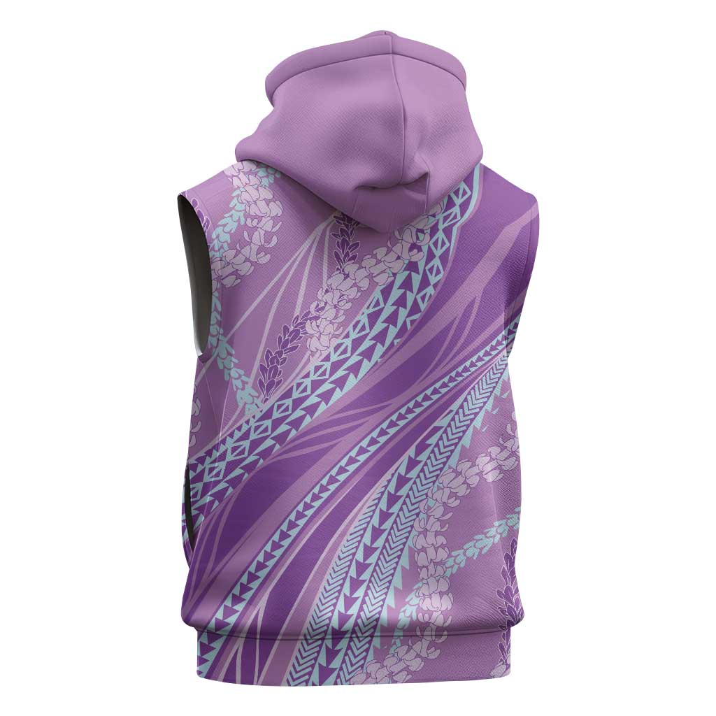 Polynesian Puakeniken Pikake Twisted Lei Sleeveless Zip Hoodie Amethys LT7 - Polynesian Pride