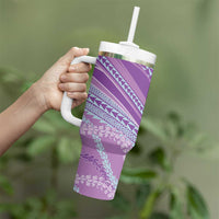 Polynesian Puakeniken Pikake Twisted Lei Tumbler With Handle Amethys - Polynesian Pride