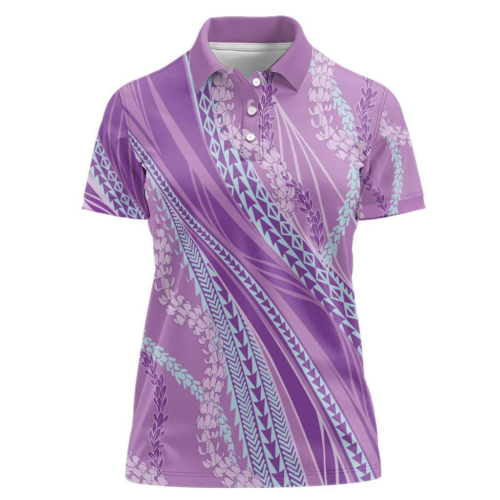 Polynesian Puakeniken Pikake Twisted Lei Women Polo Shirt Amethys - Polynesian Pride