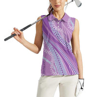 Polynesian Puakeniken Pikake Twisted Lei Women Sleeveless Polo Shirt Amethys LT7 - Polynesian Pride