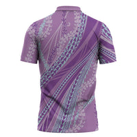 Polynesian Puakeniken Pikake Twisted Lei Zipper Polo Shirt Amethys LT7 - Polynesian Pride