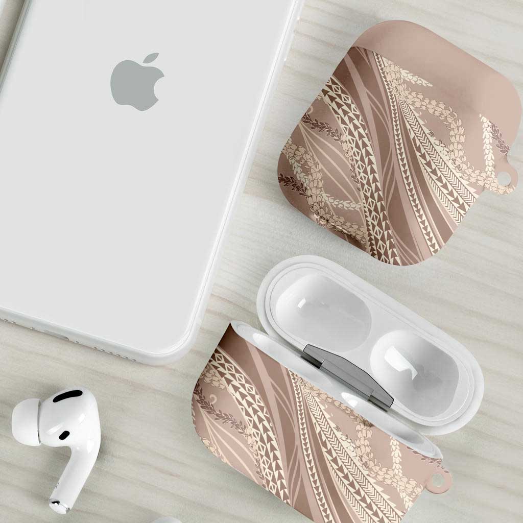 Polynesian Puakeniken Pikake Twisted Lei AirPods Case Beige - Polynesian Pride