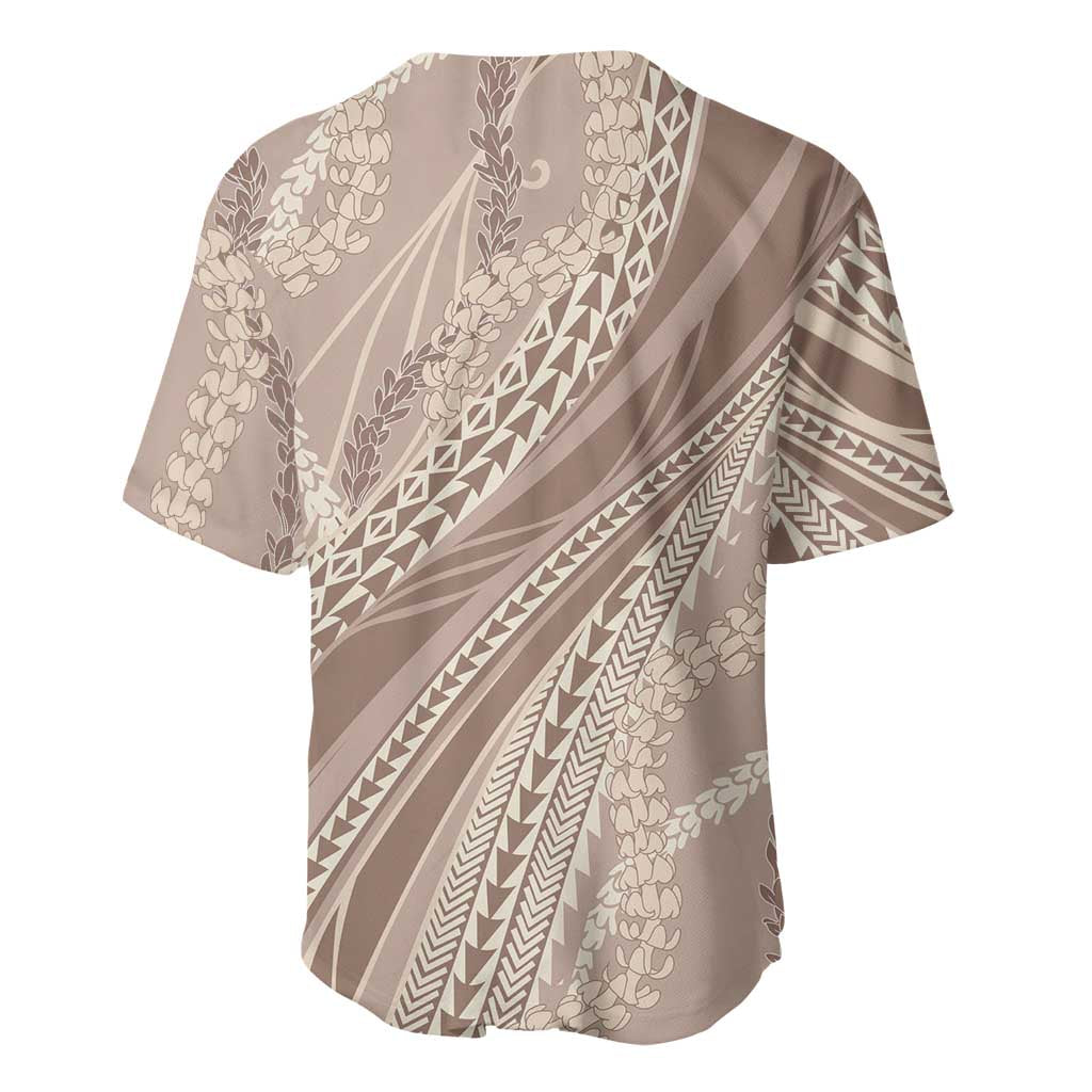 Polynesian Puakeniken Pikake Twisted Lei Baseball Jersey Beige LT7 - Polynesian Pride