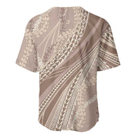 Polynesian Puakeniken Pikake Twisted Lei Baseball Jersey Beige LT7 - Polynesian Pride