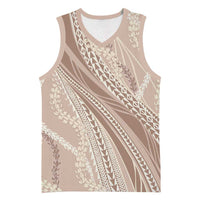 Polynesian Puakeniken Pikake Twisted Lei Basketball Jersey Beige - Polynesian Pride