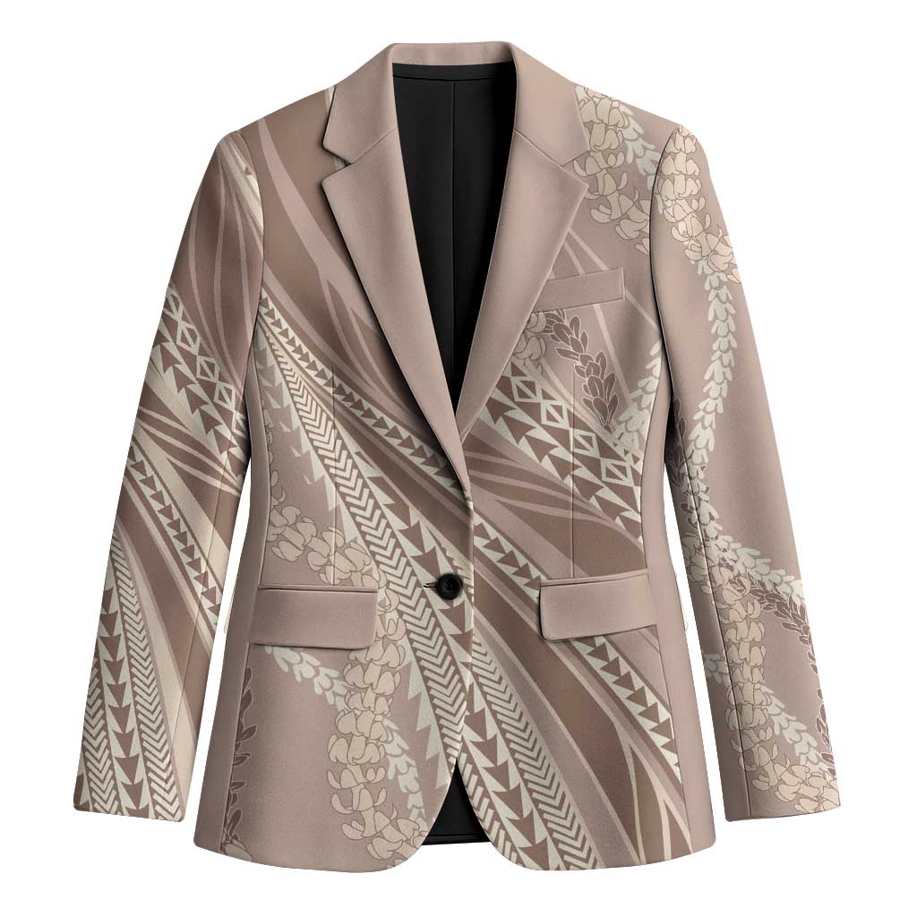 Polynesian Puakeniken Pikake Twisted Lei Blazer Beige - Polynesian Pride