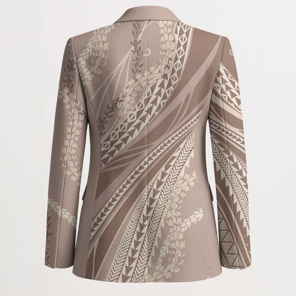 Polynesian Puakeniken Pikake Twisted Lei Blazer Beige - Polynesian Pride