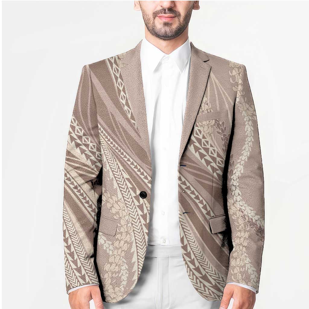 Polynesian Puakeniken Pikake Twisted Lei Blazer Beige - Polynesian Pride