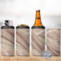 Polynesian Puakeniken Pikake Twisted Lei 4 in 1 Can Cooler Tumbler Beige - Polynesian Pride