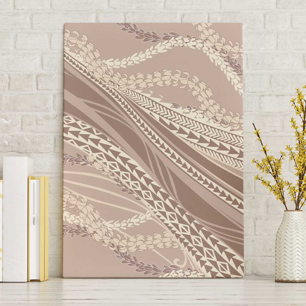 Polynesian Puakeniken Pikake Twisted Lei Canvas Wall Art Beige - Polynesian Pride