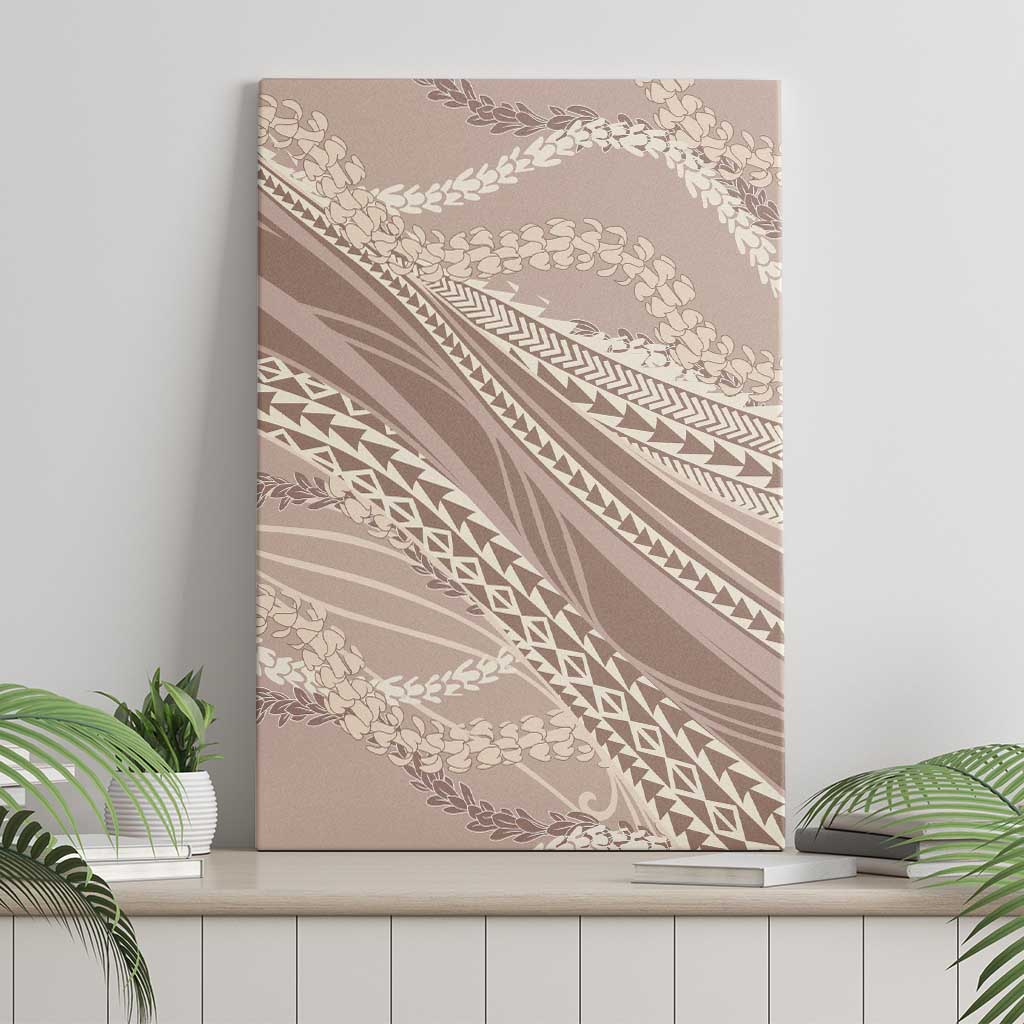 Polynesian Puakeniken Pikake Twisted Lei Canvas Wall Art Beige - Polynesian Pride