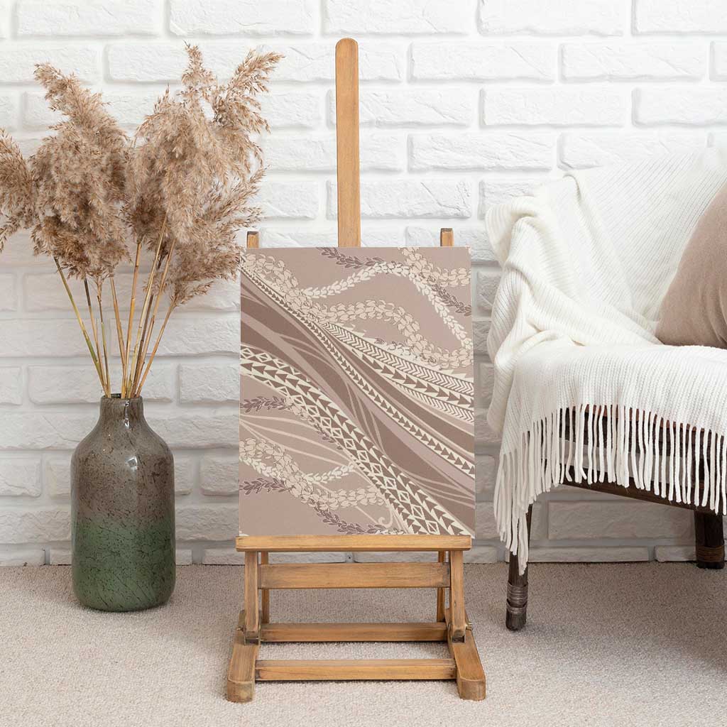 Polynesian Puakeniken Pikake Twisted Lei Canvas Wall Art Beige - Polynesian Pride