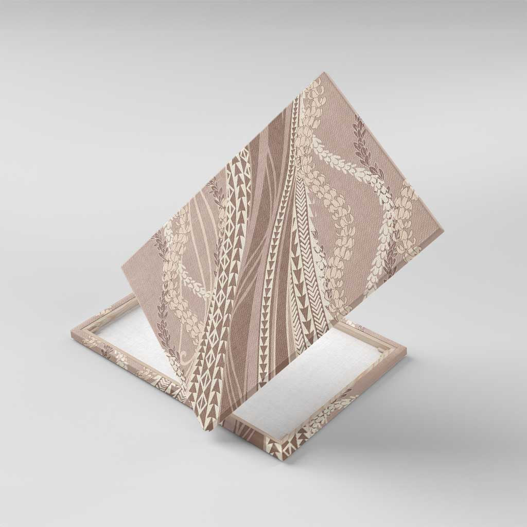 Polynesian Puakeniken Pikake Twisted Lei Canvas Wall Art Beige - Polynesian Pride