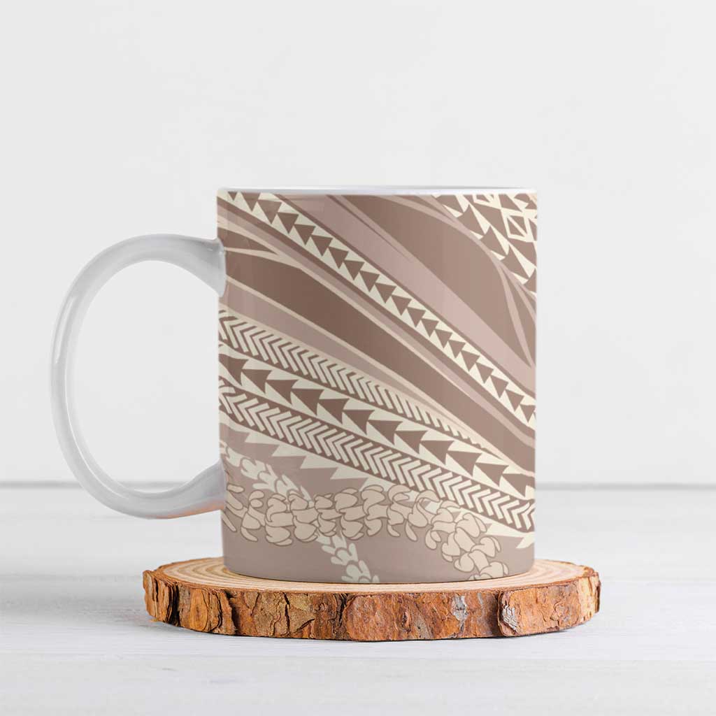 Polynesian Puakeniken Pikake Twisted Lei Ceramic Mug Beige - Polynesian Pride